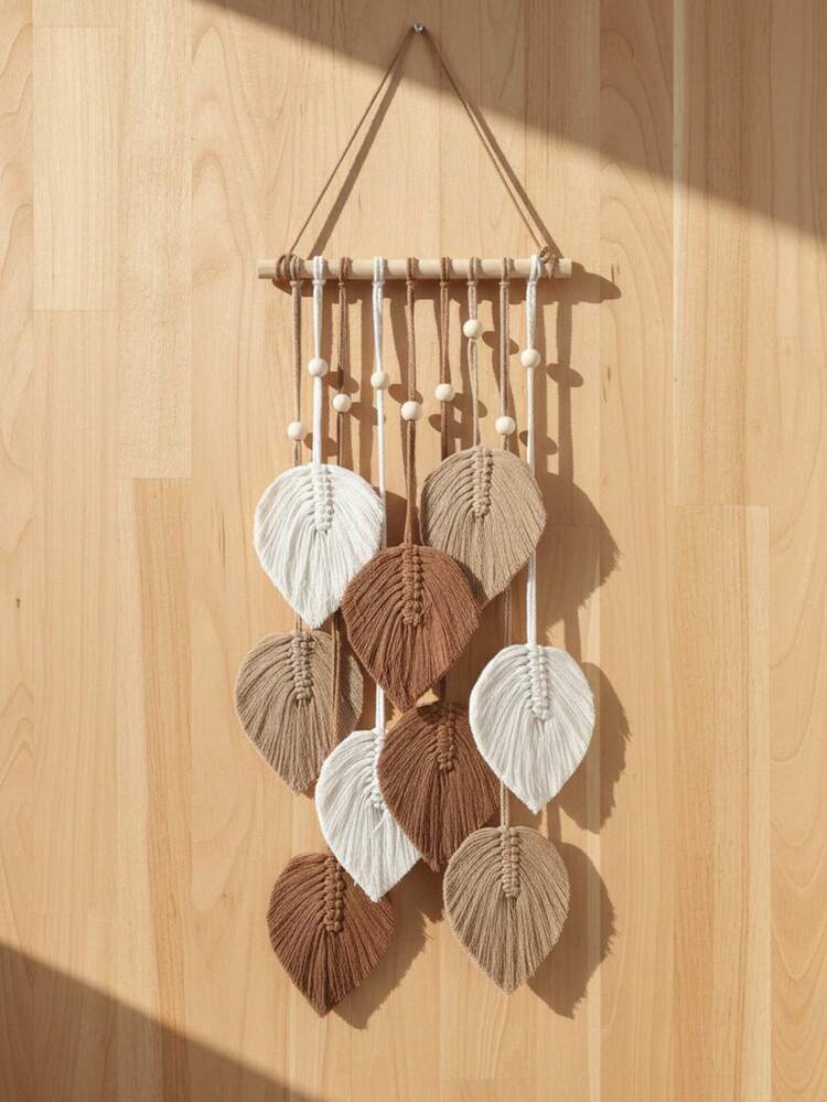 1 tấm/bộ tranh treo tường phong cách Boho, họa tiết lá đan thủ công, dây thừng cotton trang trí tua rua, thích hợp cho phòng khách nhà nghỉ, phòng ngủ, phòng trưng bày, quán cà phê, tạo không gian thư giãn như đang đi nghỉ dưỡng. - Xem 12