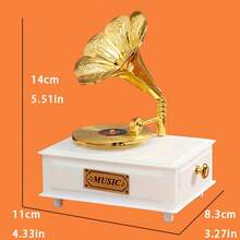 Hộp nhạc cơ học trang trí để bàn - Quà tặng hộp nhạc 8 nốt hình máy hát cổ điển. - Hộp nhạc lên dây cót kiểu châu Âu - Xem 4