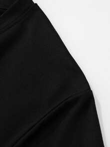 Camiseta de algodón con cuello redondo para niña, top estampado de manga corta informal y cómodo para primavera y verano. - Negro - Ver 4