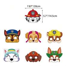 Paw Patrol 12个/6个套装主题半脸面具，DIY狗狗造型纸面具，颜色和款式多样。适用于生日派对装饰、拍照道具、圣诞节、新年、情人节、婚礼、周年纪念日及其他节日装饰和礼物。（款式随机） - 彩色 - 查看 6