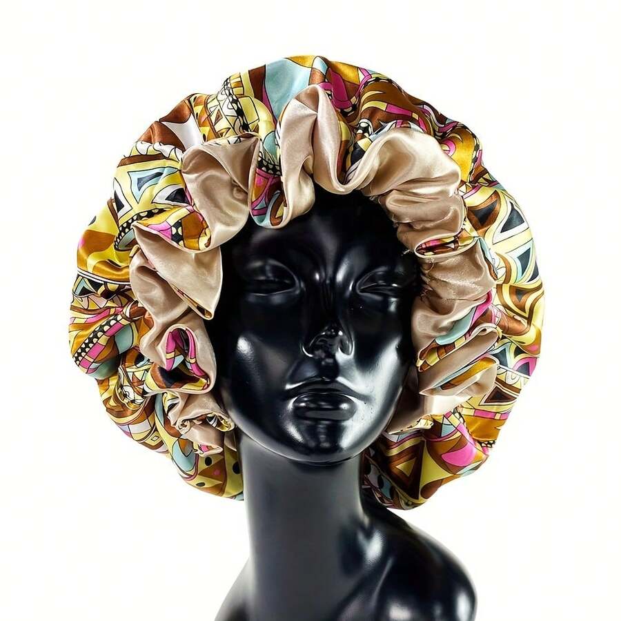 Women Satin Bonnet Cap • Double Layer Y Big Bonnet • Printing Sleep Cap Head Wrap For Lady YVSO - 10981 - Xem 1