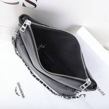 New Women's Chain Rhinestone Wing Envelope Bag, Fashionable And Versatile, Small Square Shoulder Bag/Crossbody Bag. - Black - View 3