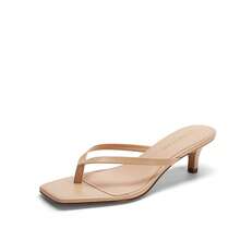 Women Kitten Heel Thong Heeled Sandals Fashion Open Toe Slip On Summer Sandals For Daily And Party Wedding Wearing - Màu be - Xem 3
