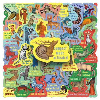 50Pcs Funny Middle Ages Stickers Vintage Sarcasm Stickers Sarcastic Stickers Offensive Stickers For Water Bottle, Guitar, Luggage, Phone, Case, Laptop, Skateboard, Gift