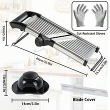 JIASLING Stainless Steel Mandoline, Vegetable Slicer, Potato, Onion, Cucumber, Tomato, Veggie Slicer With Cut-Resistant Gloves - Black - View 3
