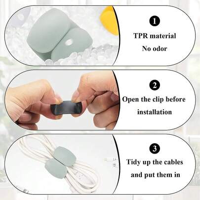 8pcs Vibrant & Durable Cable Clips | Premium Silicone Desktop Organizer Box, Suitable For Phone Chargers And Computer Devices, Helps Easily Manage Various Cables When Working From Home