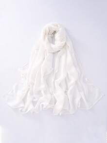 1pc Cotton Solid Color Scarf Shawl, Versatile Women's Beach Cover-Up, Lightweight & Soft, Classic Scarf/Shawl/Blanket, Large Size Suitable For Evening Dress Party, Travel, Office, Wedding - Multicolor - View 45