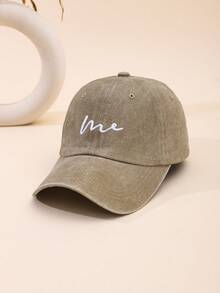 1pc Popular Letter ME Embroidered Washed Baseball Cap, Unisex Outdoor Sun Protection Baseball Cap - Me - View 12