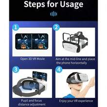 Kính thực tế ảo Huadan VR, kính 3D VR, mũ bảo hiểm VR, kính đeo VR, thích hợp cho TV, phim và trò chơi điện tử, tương thích với điện thoại thông minh IOS và Android có kích thước từ 4.7-7.2 inch - Màu trắng - Nhiều màu - Xem 8