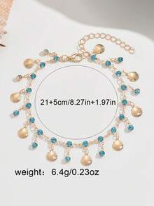 1pc Luxury Rhinestone Chain Beach Style Tassel Scallop Anklet For Women - Multicolor - View 5