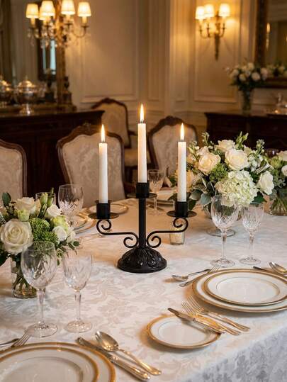 1 Chiếc/1 Bộ Chân Nến Ba Tay Bằng Kim Loại, Đồ Trang Trí Phong Cách Bắc Âu Cổ Điển, Thích Hợp Cho Bàn Ăn/Tiệc Tiệc/Sinh Nhật/Phòng Khách/Lối Vào/Trang Trí Mặt Bàn/Lò Sưởi/Tụ Họp Gia Đình, Trang Trí Nhà Cửa, Đồ Trang Trí, Trang Trí Sinh Nhật, Đồ Trang Trí