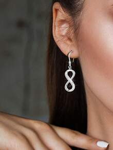 1对S925纯银莫比乌斯环符号耳环，简约奢华优雅无限符号8字耳环，浪漫礼物 - 無限符號 - 查看 2