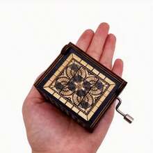 You Are My Sunshine Black Carved Hand Crank Music Box - Black - View 2