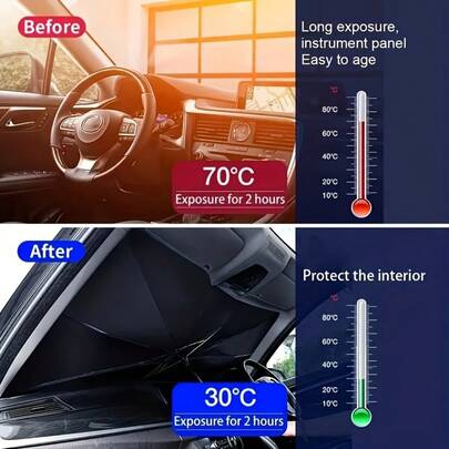 Car Sunshade For Windshield And Front Window, Portable Foldable Roll-Up Sun Visor, Auto Interior Accessory With Heat Insulation And UV Protection, Fits Most Vehicles, Easy To Store And Use, Ideal For Travel, Daily Commute, And Outdoor Parking, Thoughtful Gift For Mother's Day And Father's Day, Practical Home Accessory