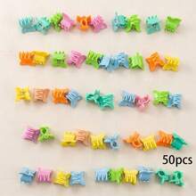 50pcs/Set Solid Color Floral Design Hair Clips, Suitable For School, Valentine's Day And Other Occasions, Can Be Used As Hair Clips, Hair Pins, Hair Accessories, Ideal Choice For School Supplies And Women's Autumn/Winter Holiday Outfits Elegant Claw Clips Summer Outfits,Travel,Birthday - Multicolor - View 11