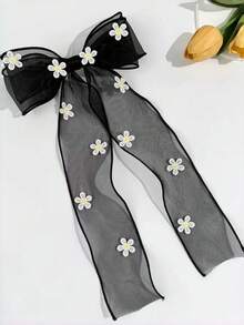 1 pieza Coletero elástico de mujer con lazo de red de estilo sencillo, apto para uso diario - Negro - Ver 3