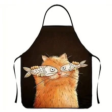 1件可爱趣味动物图案涤纶围裙，适用于厨房和家居使用 - 多色 - 查看 9