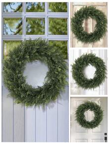 1/2pcs 41cm/16.14in Artificial Cedar Wreath, Fragrant Laurel Wreath, Boxwood Wreath, Realistic Greenery, PE Material, Suitable For School, Dorm, Office, Outdoor Party, Holiday, Birthday, Wedding, Home Decor, Easter, Mother's Day - Green - View 11
