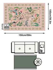 1件装现代优雅清新INS风地毯 - 野生动植物元素田园设计 - 柔软仿羊毛地毯，适用于浴室、厨房、玄关、走廊、床边、客厅、卧室，可机洗，家居装饰 - 彩色 - 查看 14