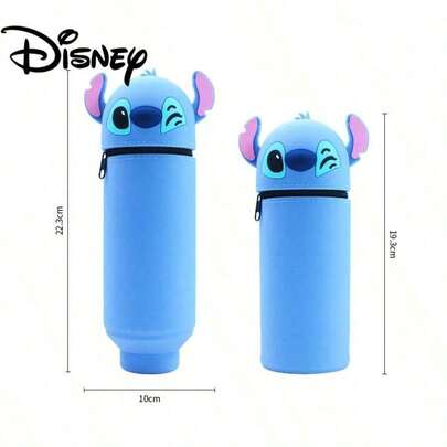 New Creative Retractable Stitch Pencil Case, Panda Silicone Pencil Bag, 2-In-1 Soft Silicone Pencil Box, Kawaii Silicone Pencil Box, Expandable Silicone Backpack, Silicone Zipper Pencil Bag, Children School Gift, Cartoon Pencil Box, Plush Pencil Box, Large Capacity Pencil Box, Portable Office Stationery Bag, Back To School Gift For Students, Blue, 2-In-1 Cute Pen Case And Pen Holder Soft Silicone Pen Sleeve Cartoon Pen Holder, Suitable For Students And Teenagers, Green, Cute