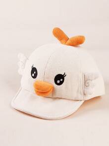 1pc Unisex Toddler/Baby Cartoon Yellow Duck Soft Brim Sun Hat, Spring/Autumn - 1PC - View 5