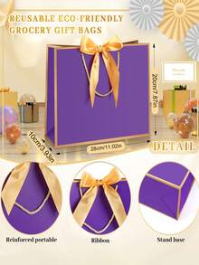 10pcs Large Ribbon Gift Bags, Portable Paper Gift Bags With Greeting Cards, Suitable For Birthday Gifts, Wedding Parties, Anniversaries, Graduations, Back To School, Shopping, Mother's Day And Other Gift Packaging. - MultiWarna - View 7