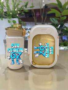 Bộ hộp cơm trưa cỡ lớn kiểu pixel màu xanh dương họa tiết 67 chữ cái, hộp vuông dung tích lớn kèm cốc nước, đũa và thìa, thiết kế hoạt hình dễ thương, chất liệu nhựa bền, chỉ rửa bằng tay, rất phù hợp cho sử dụng hàng ngày, đi làm, quà tặng sinh nhật, quà tặng ngày lễ, quà tặng ngày Valentine hoàn hảo. - Nhiều màu - Xem 9