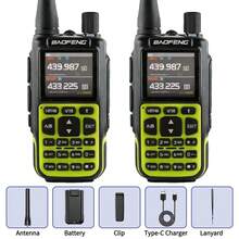 2 PIEZAS BAOFENG Mini 5 Walkie Talkie Dual PTT con Bluetooth, Programación de Aplicación, AM/FM, Cargador NOAA TYPE-C, Actualización de Radio Aficionada UV-5R Mini - Verde-MINI-5-2PCS - Ver 8