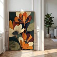 1 Tranh canvas phong cách Boho giữa thế kỷ, có khung/không khung, họa tiết hoa lá trừu tượng, tông màu đất, tranh treo tường tối giản, trang trí retro cho ký túc xá, phòng khách, phòng ngủ, trang trí nhà hiện đại. - A - Xem 2