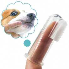 1pc Dog And Cat Finger Toothbrush, Dog Finger Toothbrush, Pet Teeth Cleaning Finger Brush, Hygienic And - White - View 1