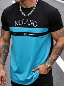 Men's Lightweight Short Sleeve T-Shirt, Loose Fit Sports Style, Casual Youth Top, Suitable Gift For Friends, Husband, Boyfriend - Blue - View 6