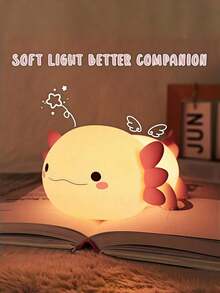 Cute Mexican Axolotl Night Light - USB Rechargeable LED Lamp, Touch Dimming, Color-Changing Axolotl Design, Soft Light, Suitable For Bedroom And Office Decor - Perfect Gift For Birthday, Christmas And Holiday Season, Room Decor, Bedroom Decor. - Multicolor - View 6