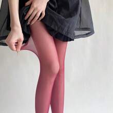 Spring Summer New Sheer Velvet Pantyhose Women Candy Color Sheer Nude Tights Y2K Sexy E-Girl Soft High Waist Hosier - màu đỏ rượu vang - Xem 1