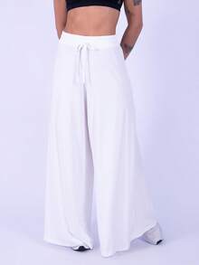 Rocca Fitness Long, Wide-Leg Microfiber Trousers By Fluit, Elegant Women's Fashion. - 白色 - 查看 5