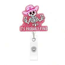 1pc Glitter Acrylic Badge Reel, Retractable ID Card Holder, Nurse/Doctor Badge Reel Gift, Retractable Badge Reel - Multicolor - View 19