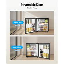 Mini Fridge, 1.6 Cu.Ft, Single Door Compact Refrigerator, Adjustable Temperature, Metal Shelf, Energy Efficient Small Refrigerator, Reversible Door, Low Noise, For Bedroom Dorm Office, Black - 1.6 Cu.Ft, Single Door, Black - View 6