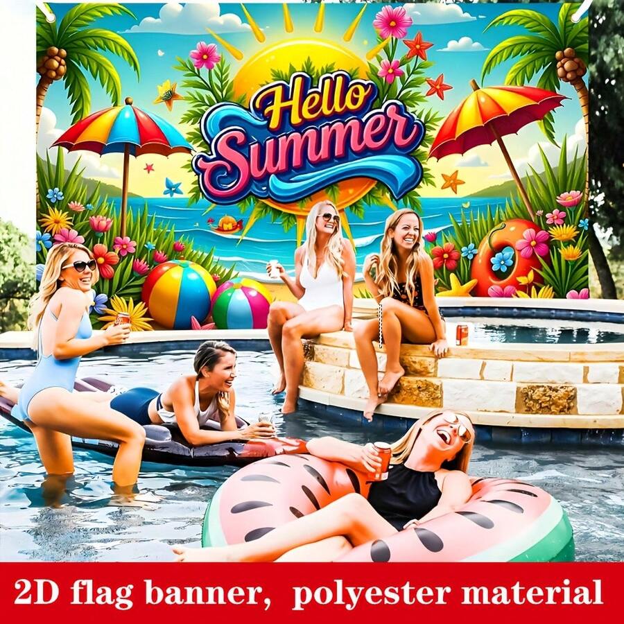 Cờ 2D phẳng, Cờ 2D phẳng, Cờ 2D phẳng, Cờ 2D phẳng, Biểu ngữ 2D, 1 chiếc, Biểu ngữ mùa hè - 3 - Xem 1