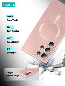 Koolife 1 件装全包覆式软 TPU 硅胶保护壳，防摔金属质感，超薄磨砂，支持磁吸无线充电，全镜头保护，一体式按键设计，兼容三星 Galaxy S22/S22plus/S22Ultra/S23/S23Ultra/S24/S24plus/S24Ultra/S25Ultra/S25plus/S25 - 玫瑰金 - 查看 5