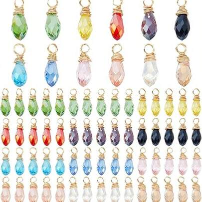 多色、多面切割、玻璃水晶、绕线吊坠、珠宝制作配件，2015年5月10日