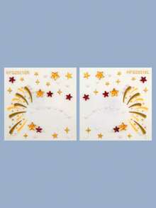 1张眼部宝石贴纸 - 半眼星星和闪亮水钻贴纸，自粘式面部宝石，适用于眼妆、节日和派对，易于使用和重复使用，非常适合为眼部妆容增添光泽，也适用于音乐会和角色扮演。 - 彩色 - 查看 9