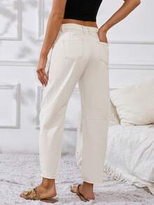 Women's Casual Retro Straight Leg Cropped Jeans, Spring/Summer White - White - View 5
