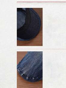 1pc Solid Color Washed Denim Newsboy Cap, Minimalist Vintage Beret Hat,Summer,Beach,Holiday,Festival,Travel - A - View 10