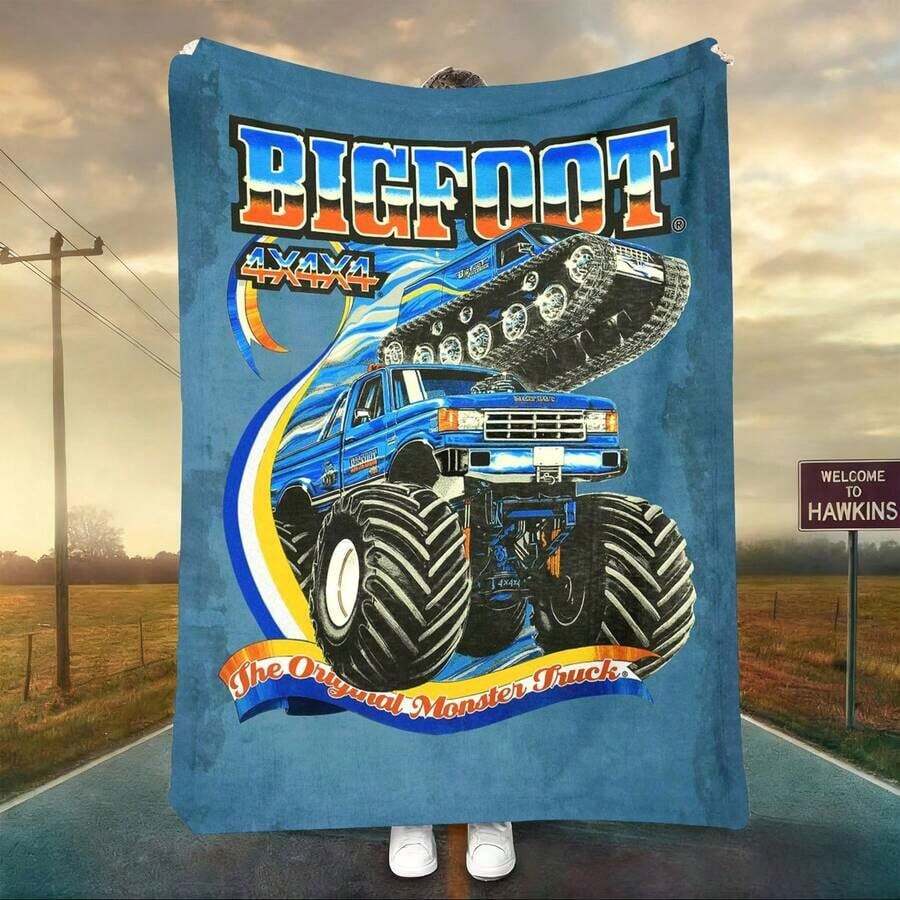 1PC 3D Monster Jam Monster Truck Cartoon Blanket, Edgy Gift For Motorsports Fans, Themed Man Cave Decor, Retro Sci-Fi Party Accent & Race Day Souvenir,Soft Throw Blanket For Home Bedroom Bed Sofa Picnic Travel Office Cover Blanket, Multiple Sizes 50x60 To 60x80 Inches - Nhiều màu 27 - Xem 1