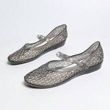 Women's Flat Sandals, Black Elegant Jelly Pearls Fashion Casual Beach Vacation, Spring/Summer - Black - View 11