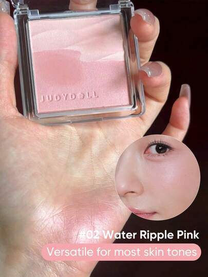 JUDYDOLL Rubor con brillo satinado de agua, rubor radiante de dos tonos transparente para un brillo saludable y una complexión luminosa todos los días