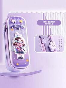 1pc 3D Cartoon Student Pencil Case - Crush-Resistant Dual Layer Large Capacity, Built-In Elastic Band Holder, Lightweight Multi-Pattern High Cost-Performance Stationery Box - Double-layer 3D Pencil Case - View 9