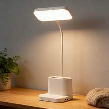 LED Desk Lamp, Adjustable Brightness And Color Temperature, USB Rechargeable, Suitable For Dormitory Reading, Study/Office Use, Bedroom Study, Convenient For Home Use, Pen Holder And Phone Stand Functions, Also Suitable As A Student Reward Gift. - trắng - Xem 8