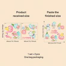 Summer Beach-Themed Window Decals Featuring Gnomes, Swimming Rings, Ice Cream, Watermelon, And Sailboats. These Removabl Stickers Are Suitable For Decorating Bedrooms, Living Rooms, Balconies, And Display Windows - A - View 7