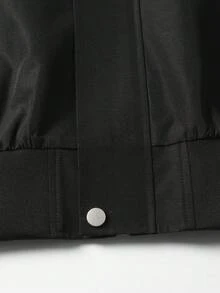 1pc Men's Black Loose Bomber Jacket, Multi-Pocket Technologic Style, Anti-Pilling And Anti-Snagging, Minimalist High-End Outerwear, Suitable For Daily Commute And Casual Business Wear - Black - View 9