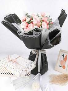 40pcs Floral Wrapping Paper - Waterproof Bouquet Packaging Paper For Valentine's Day, Suitable For DIY Crafts, Floral Supplies Packaging, Applicable For Wedding, Birthday Gifts, Gift Wrapping, Bouquet Packaging, DIY Flower Arranging, Mother's Day, Birthday, Wedding, Graduation Ceremony And Anniversary. - Black - View 3